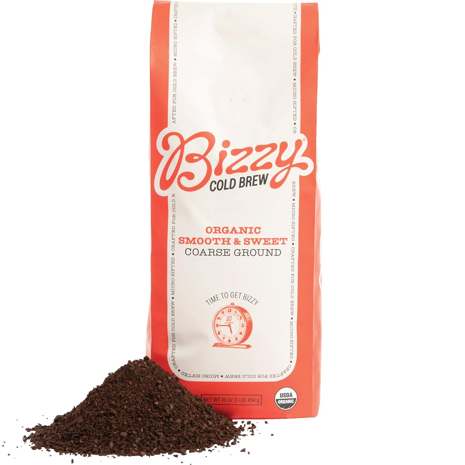 Bizzy Organic Cold Brew Coffee medium roast smooth sweet blend USDA certified organic coarse ground