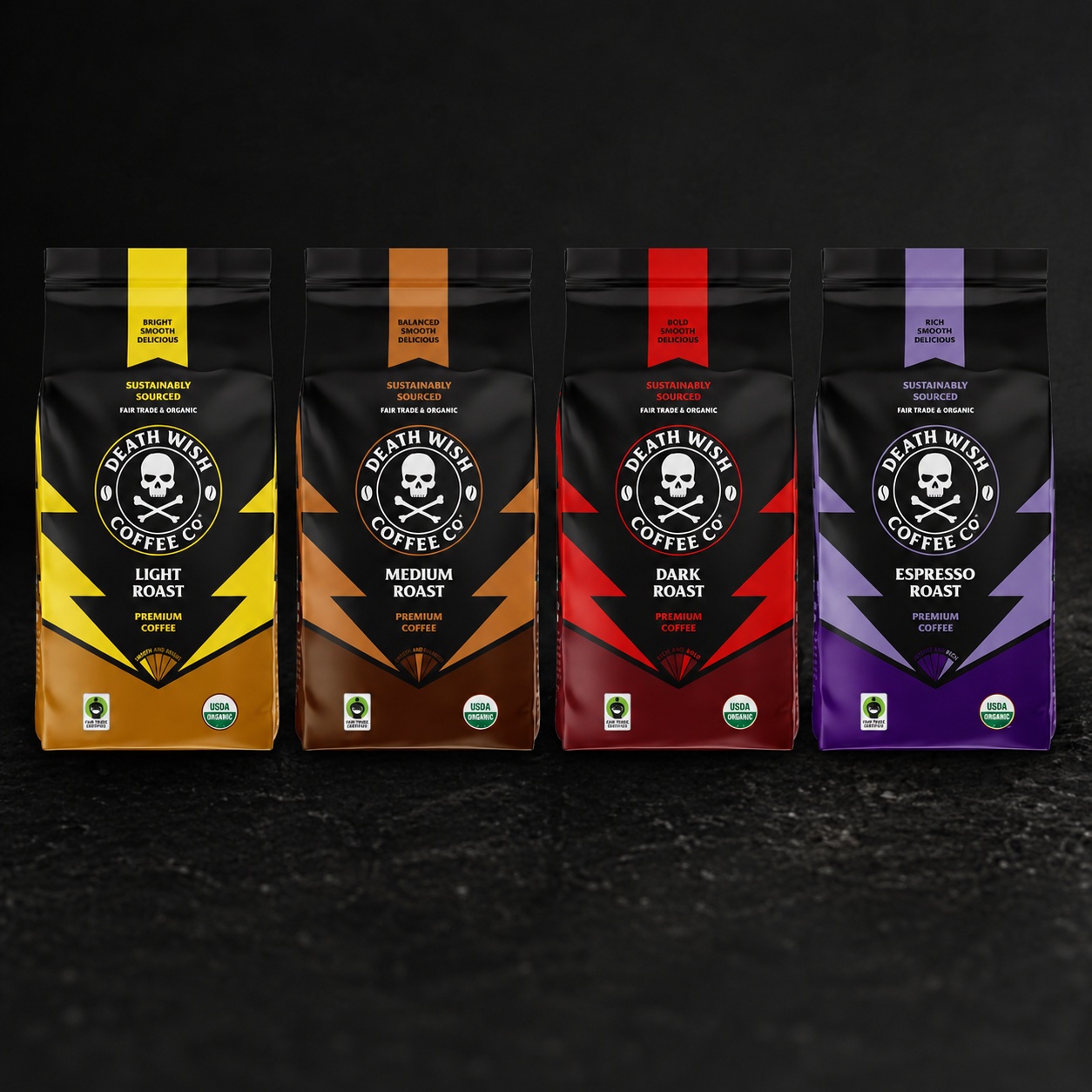Death Wish Coffee dark roast ground Arabica Robusta USDA organic best espresso coffee beans high caffeine